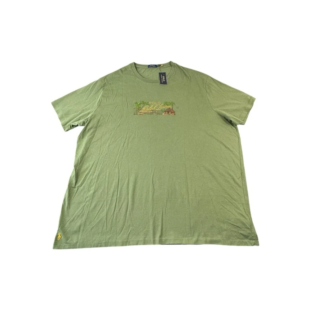 Polo Ralph Lauren Green Hawaiian Embroidered S/S Cotton T Shirt Size 5XLB NWT